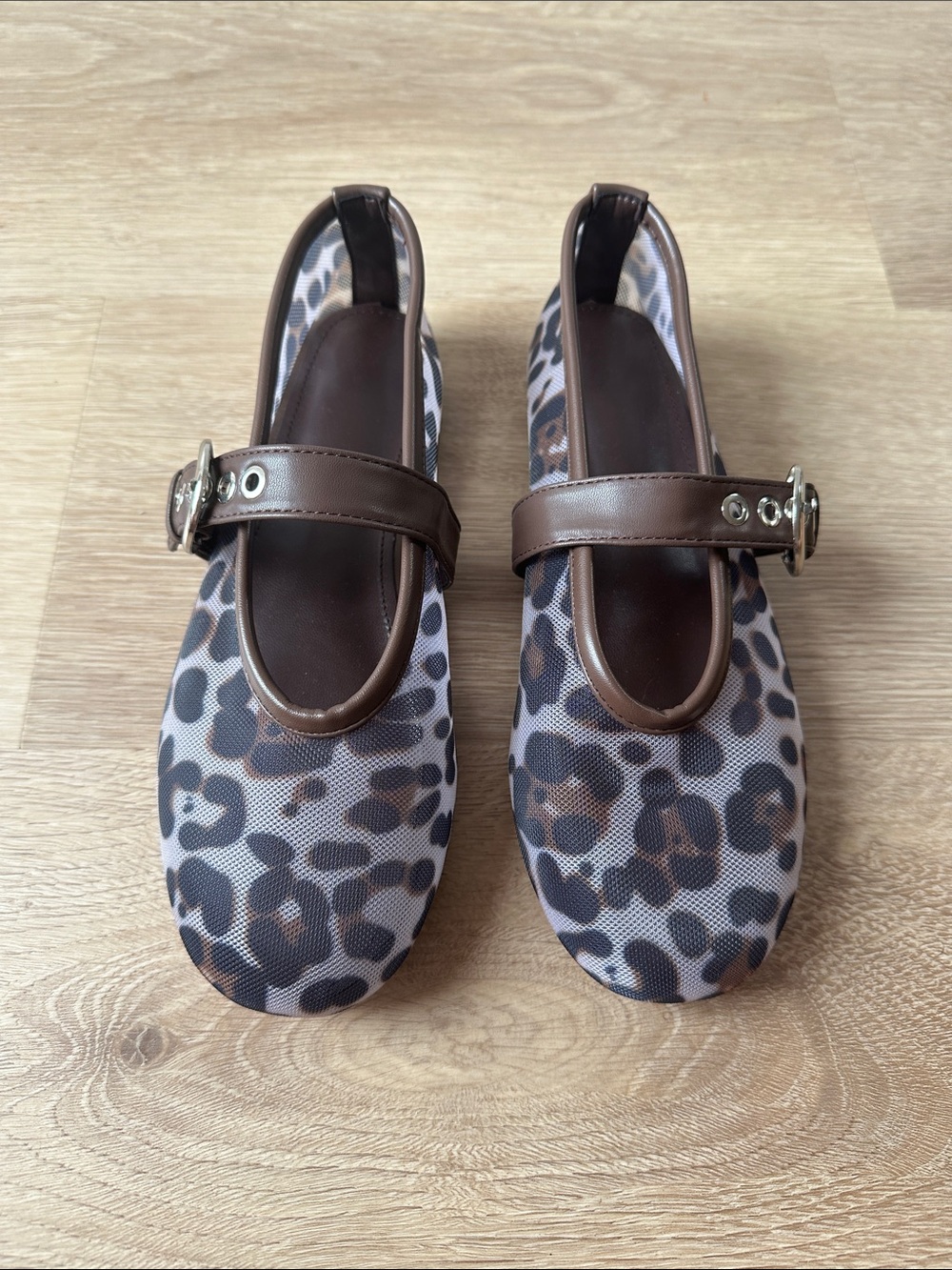 Source Unknown Brown Leopard Mary Jane Flats